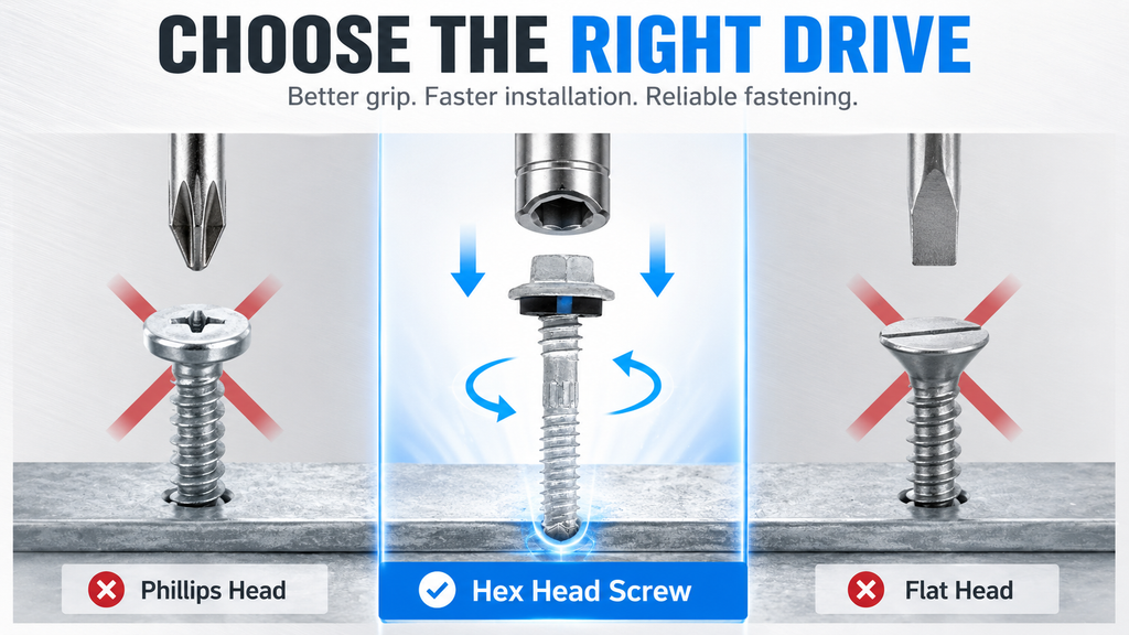 Why Roofing Screws Use Hex Head Design